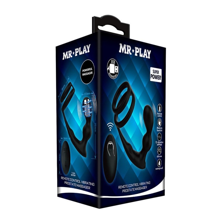Vibrierender Analplug mit Penisring und Fernbedienung von Mr Play