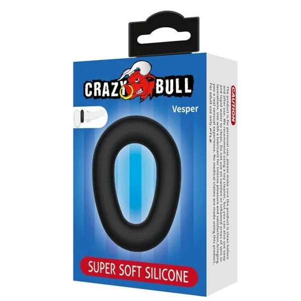 Vesper Supersoft Silikon-Pennisring Schwarz von Crazy Bull