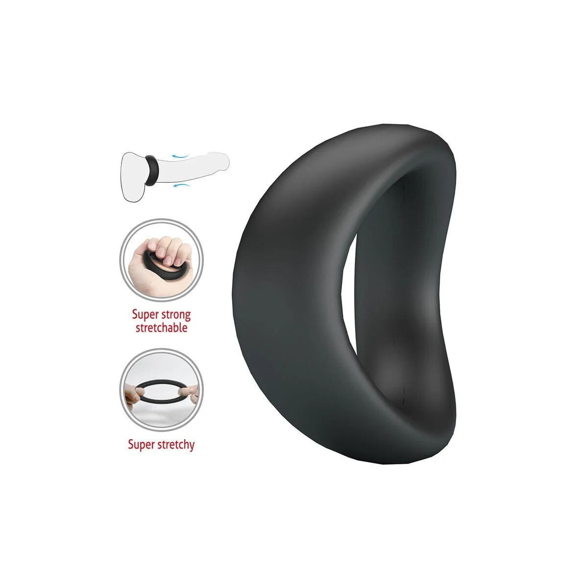 Valen Ergonomischer Silikon-Penisring Schwarz von Crazy Bull