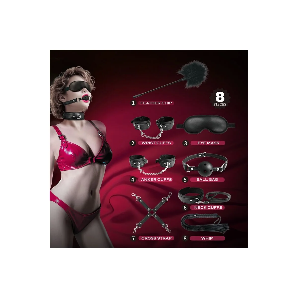 8-Teiliges Bdsm-Set Schwarz von Fun Toys