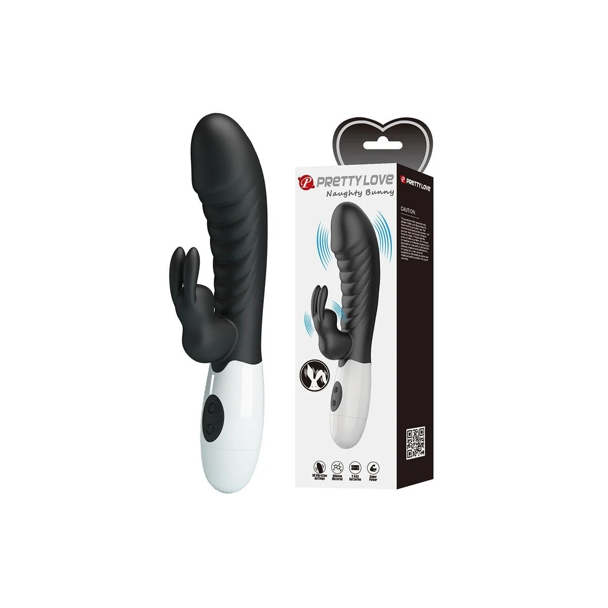 Naughty Bunny 30-Funktionen-Hasenvibrator Schwarz von High Tech
