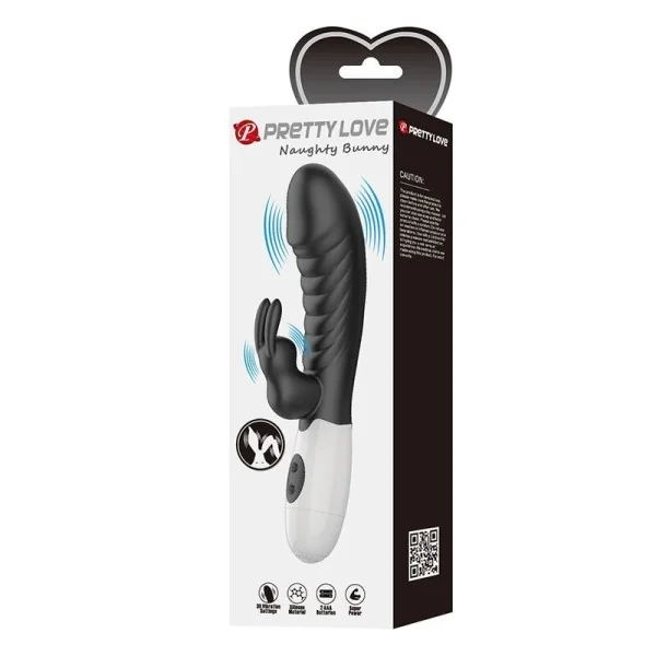 Naughty Bunny 30-Funktionen-Hasenvibrator Schwarz von High Tech