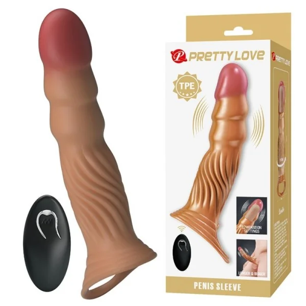 Strukturierte Penishülle mit Vibration und Fernbedienung von For Him