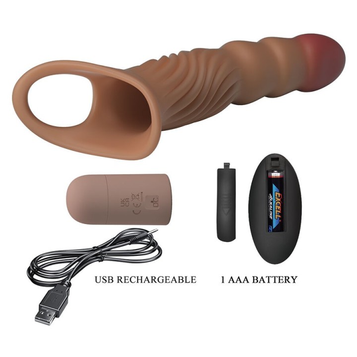 Strukturierte Penishülle mit Vibration und Fernbedienung von For Him