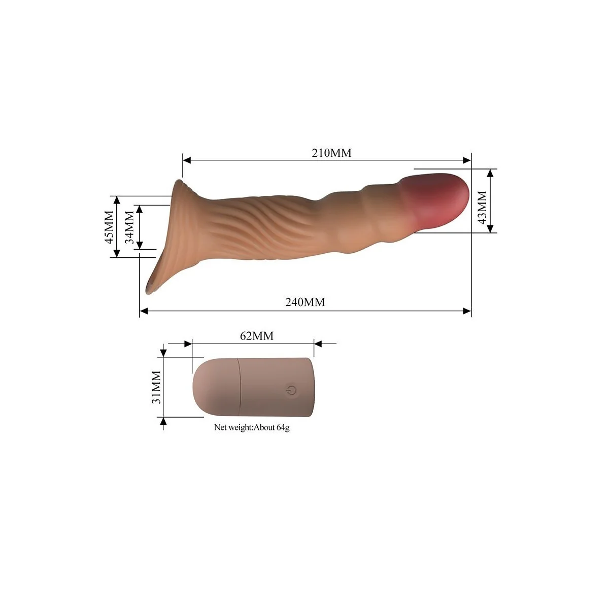 Strukturierte Penishülle mit Vibration und Fernbedienung von For Him