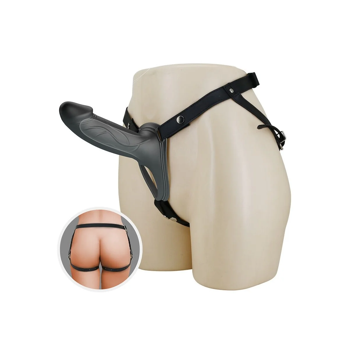 Landon Black Vibrating Strap-On von Harness Collection