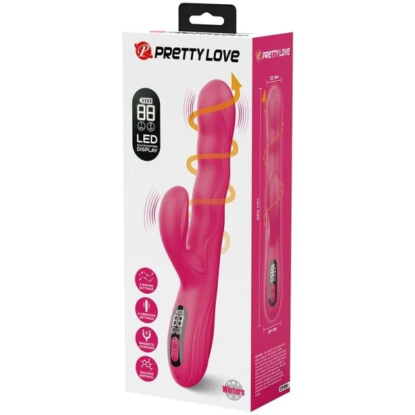 Winters Multifunktions-Hasenvibrator mit Led-Anzeige, Pink von High Tech