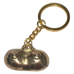 Goldener Metall-Schlüsselanhänger mit Brüsten von Diablo Picante