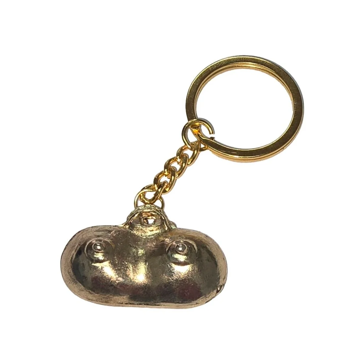 Goldener Metall-Schlüsselanhänger mit Brüsten von Diablo Picante