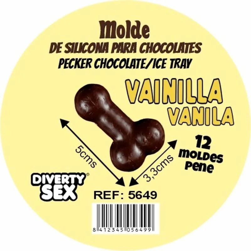 Schokoladenform mit 12 Silikonpenissen Zum aufhängen Von Vanille von Diablo Picante