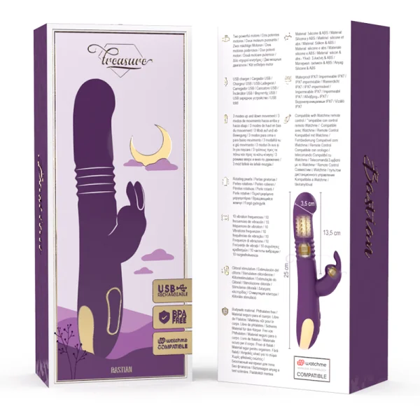 Bastian Rabbit Up & Down, Rotator & Vibrator Kompatibel mit Watchme Wireless Technology von Treasure | Fesselliebe.de