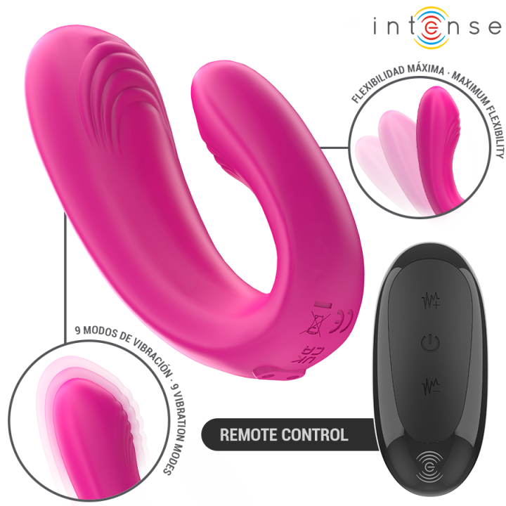 Janet Doppelter U-Förmiger Stimulator und Vibrator mit Fernbedienung Rosa von Intense Couples Toys | Fesselliebe.de