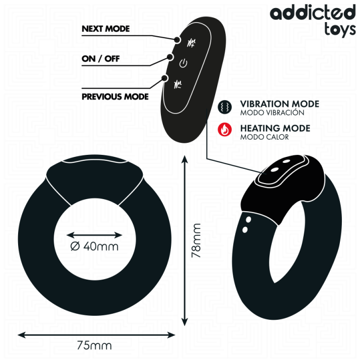 Vibrierender Cockring mit Wärmeeffekt und mit Fernbedienung von Addicted Toys | Fesselliebe.de