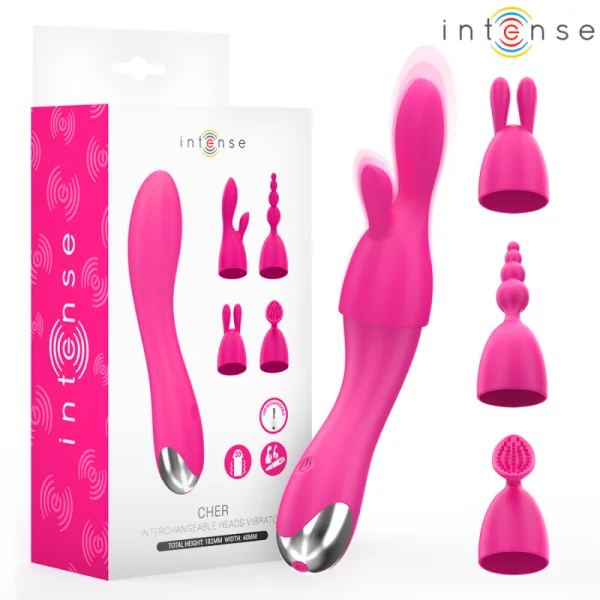 Cher Vibrator mit 20 Muster und Austauschbaren Aufsätzen von Intense Fun | Fesselliebe.de