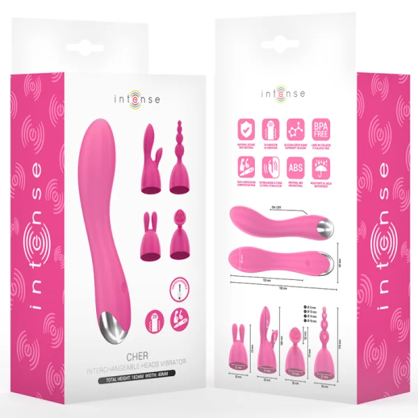 Cher Vibrator mit 20 Muster und Austauschbaren Aufsätzen von Intense Fun | Fesselliebe.de