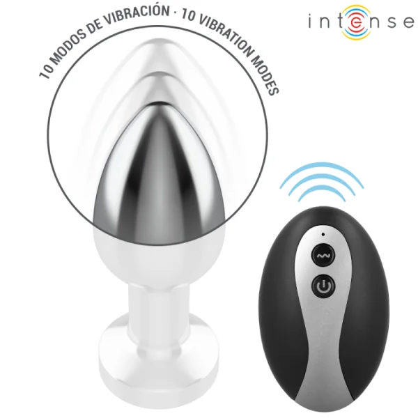 Vibrierender Analplug aus Metall mit Led-Leuchten und mit Fernbedienung - Grösse S von Intense Anal Toys | Fesselliebe.de