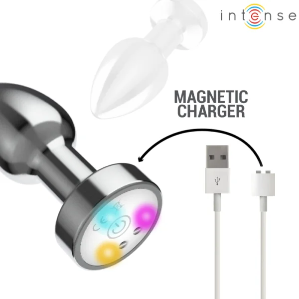 Vibrierender Analplug aus Metall mit Led-Leuchten und mit Fernbedienung - Grösse S von Intense Anal Toys | Fesselliebe.de