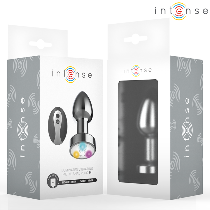 Vibrierender Analplug aus Metall mit Led-Leuchten und mit Fernbedienung - Grösse M von Intense Anal Toys | Fesselliebe.de