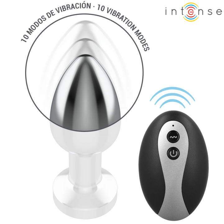 Vibrierender Analplug aus Metall mit Led-Leuchten und mit Fernbedienung - Grösse M von Intense Anal Toys | Fesselliebe.de