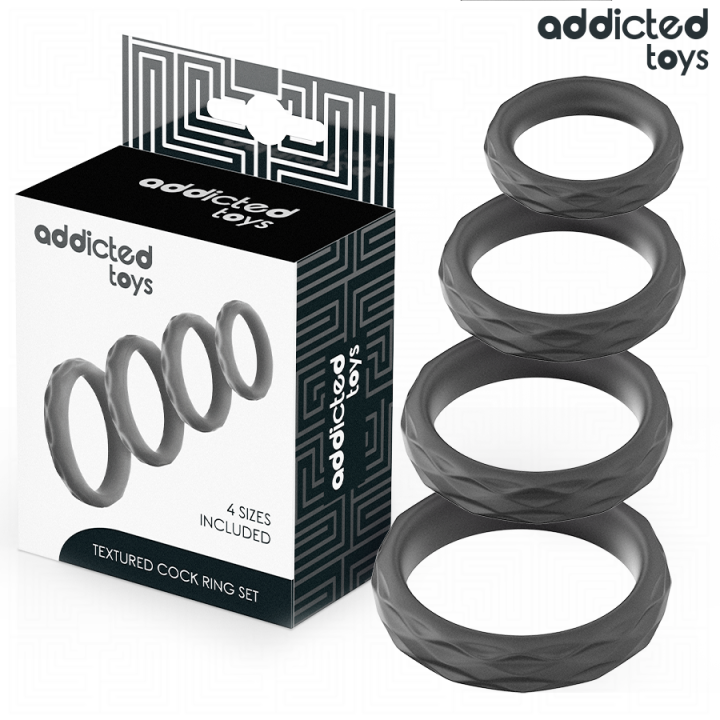 Set mit Strukturiertem Cockring In 4 Grössen von Addicted Toys | Fesselliebe.de