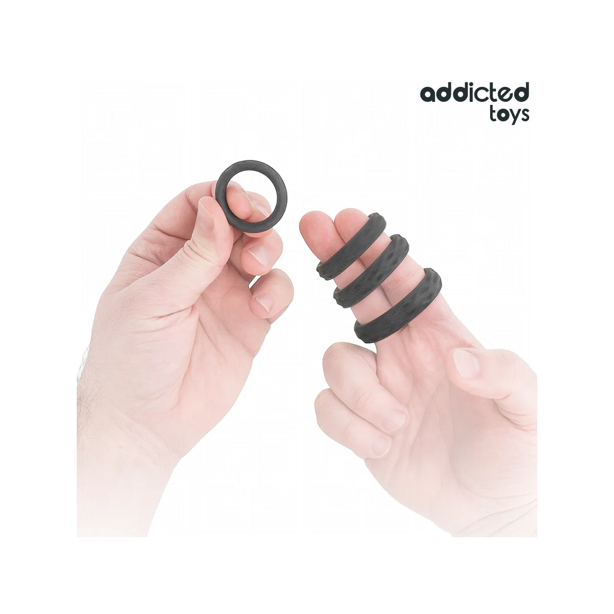 Set mit Strukturiertem Cockring In 4 Grössen von Addicted Toys | Fesselliebe.de