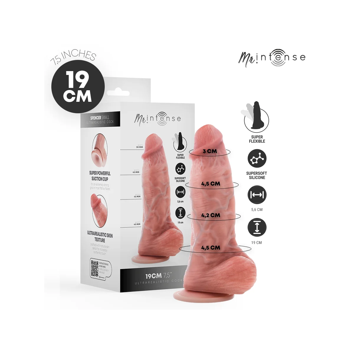 Mr Kleiner Spencer Silikondildo 19 cm -Ø- 4,5 cm von Mr. Intense Dildos