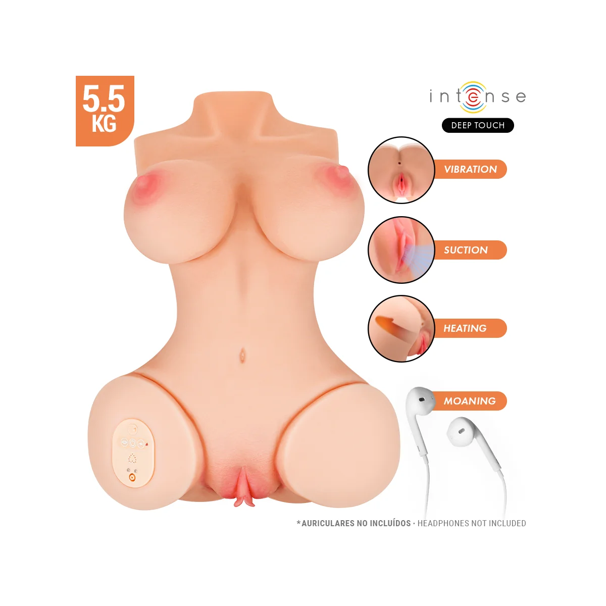 Vero Torso Vagina mit Saug-, Wärme-, Vibrations- und Stimmeffekten L 5,5 Kg von Intense Bodies & Masturbators