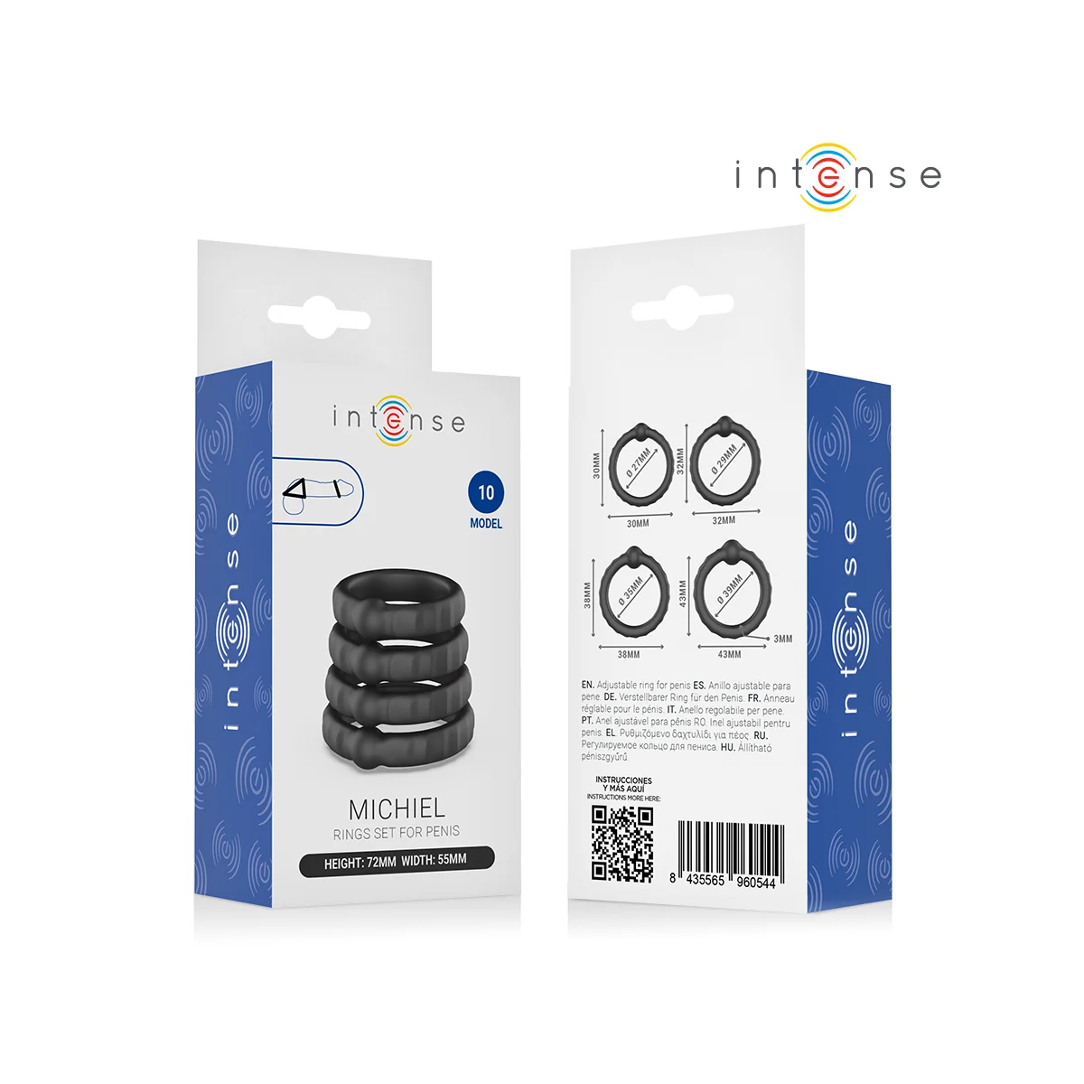 Michiel Set mit 4 Penisringen Modell 10 von Intense For Him