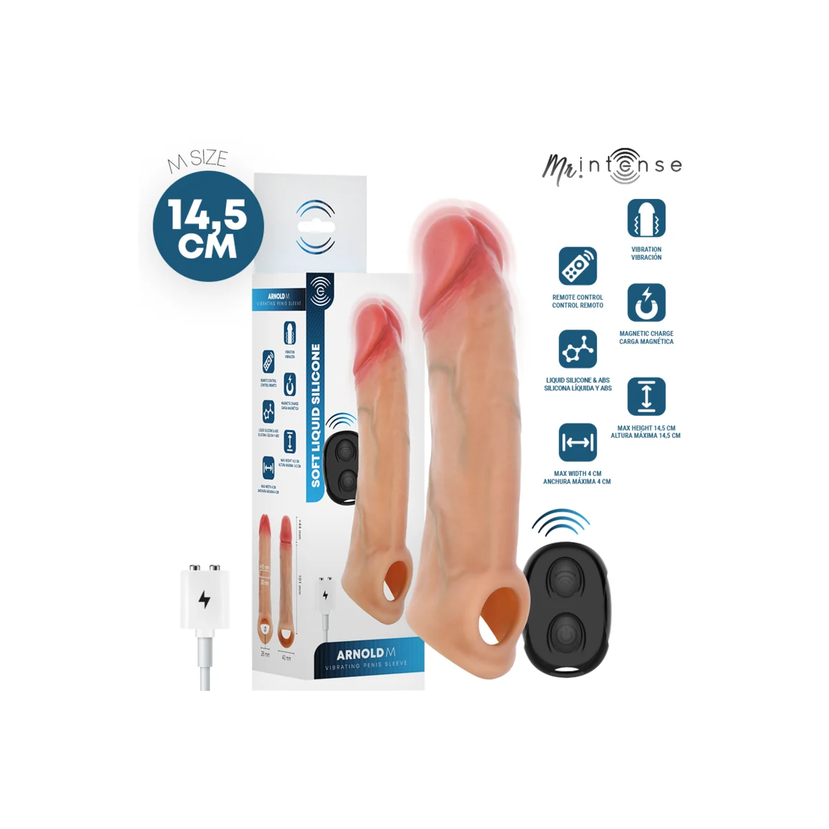 Mr Arnold M Vibrator Silikon-Penishülle mit Fernbedienung 14,5 cm -Ø- 4 cm von Mr. Intense Penis Accessories