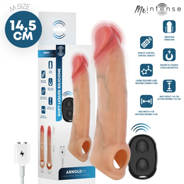 Mr Arnold M Vibrator Silikon-Penishülle mit Fernbedienung 14,5 cm -Ø- 4 cm von Mr. Intense Penis Accessories