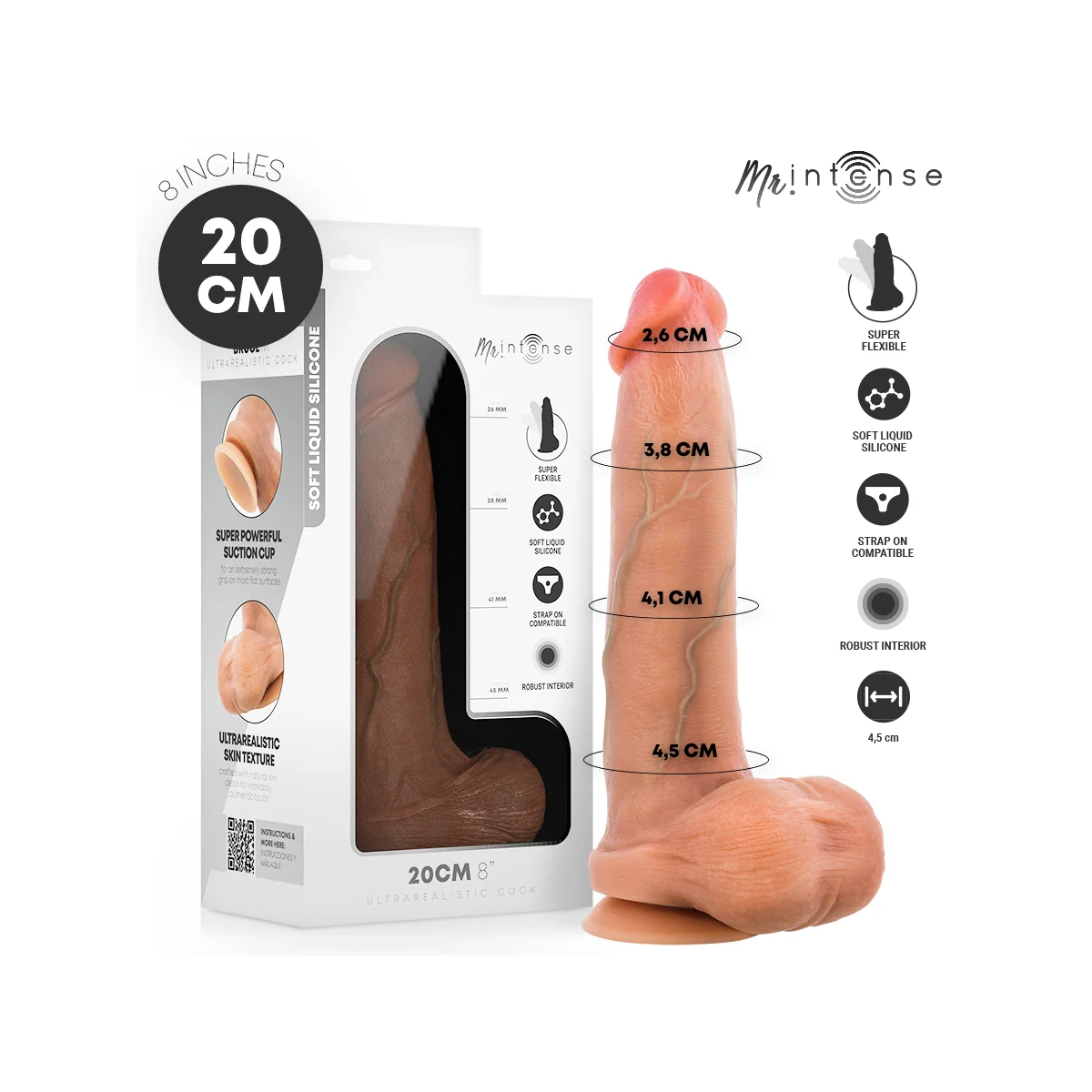 Mr Bruce M Silikondildo mit Hoden 20 cm -Ø- 4,5 cm von Mr. Intense Dildos