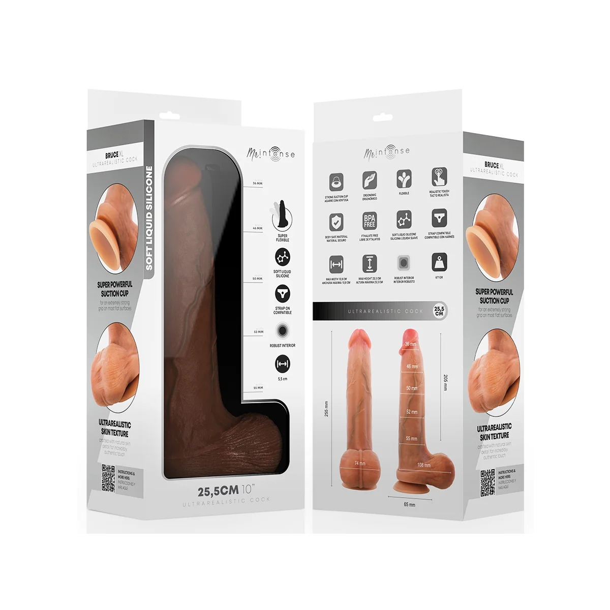 Mr Bruce Xl Silikon-Dildo mit Hoden 25,5 cm -Ø- 5,5 cm von Mr. Intense Dildos