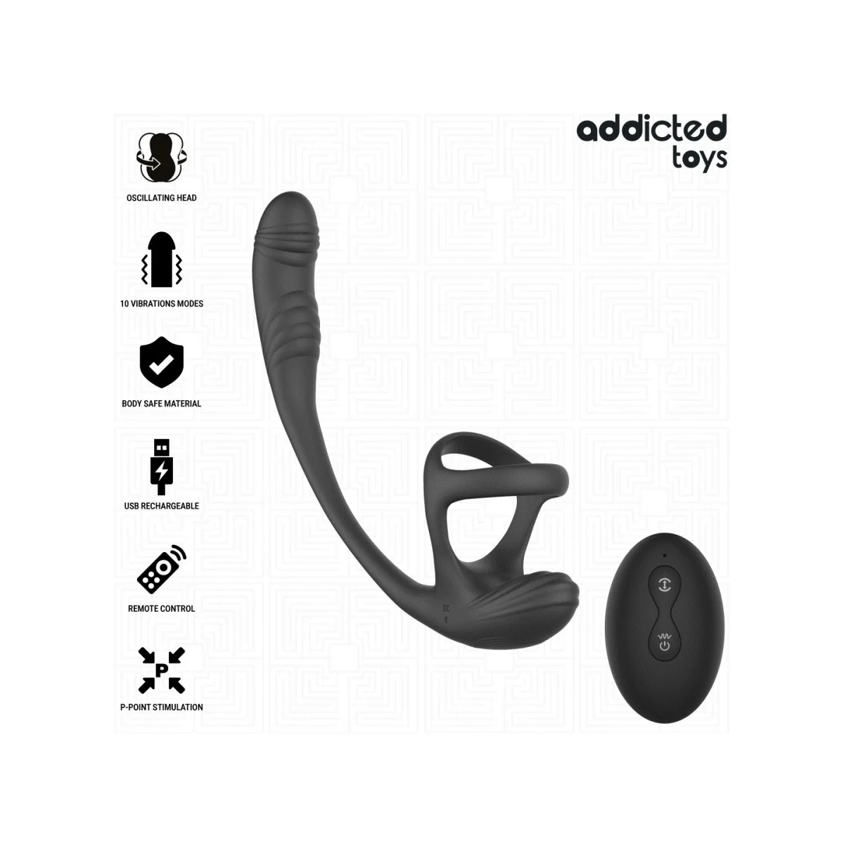 Analplug mit Vibration, 360°-Wellung und Hodenstimulator von Addicted Toys | Fesselliebe.de