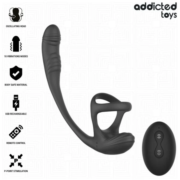 Analplug mit Vibration, 360°-Wellung und Hodenstimulator von Addicted Toys | Fesselliebe.de