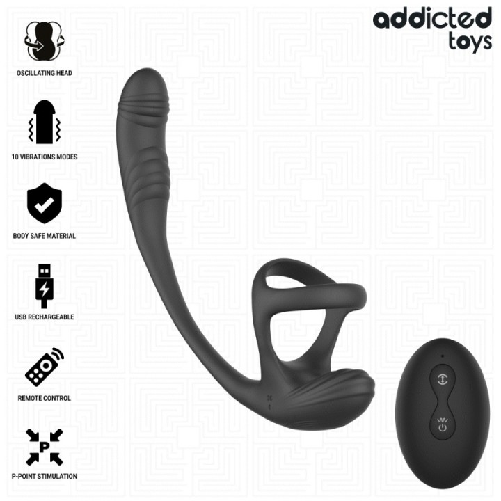 Analplug mit Vibration, 360°-Wellung und Hodenstimulator von Addicted Toys | Fesselliebe.de