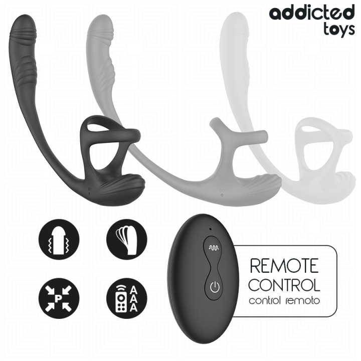 Analplug mit Vibration, 360°-Wellung und Hodenstimulator von Addicted Toys | Fesselliebe.de