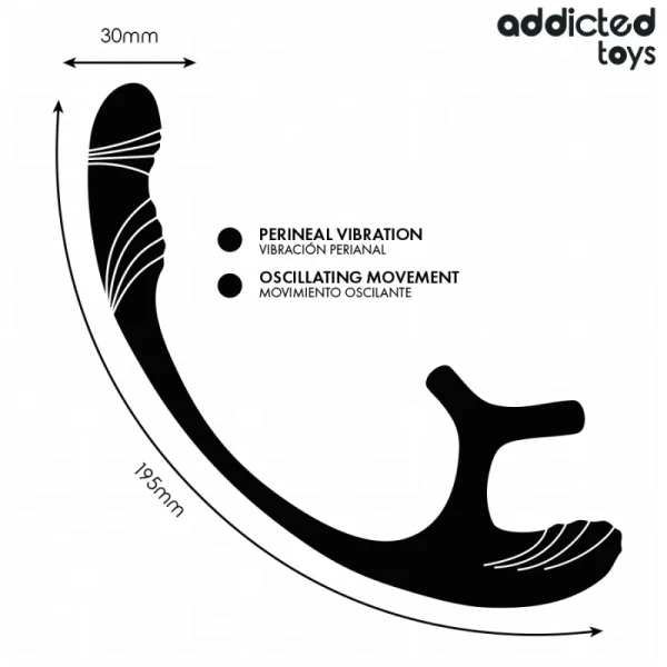 Analplug mit Vibration, 360°-Wellung und Hodenstimulator von Addicted Toys | Fesselliebe.de