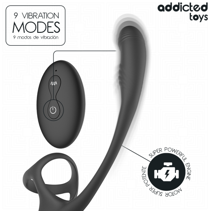 Analplug mit Vibration, 360°-Wellung und Hodenstimulator von Addicted Toys | Fesselliebe.de