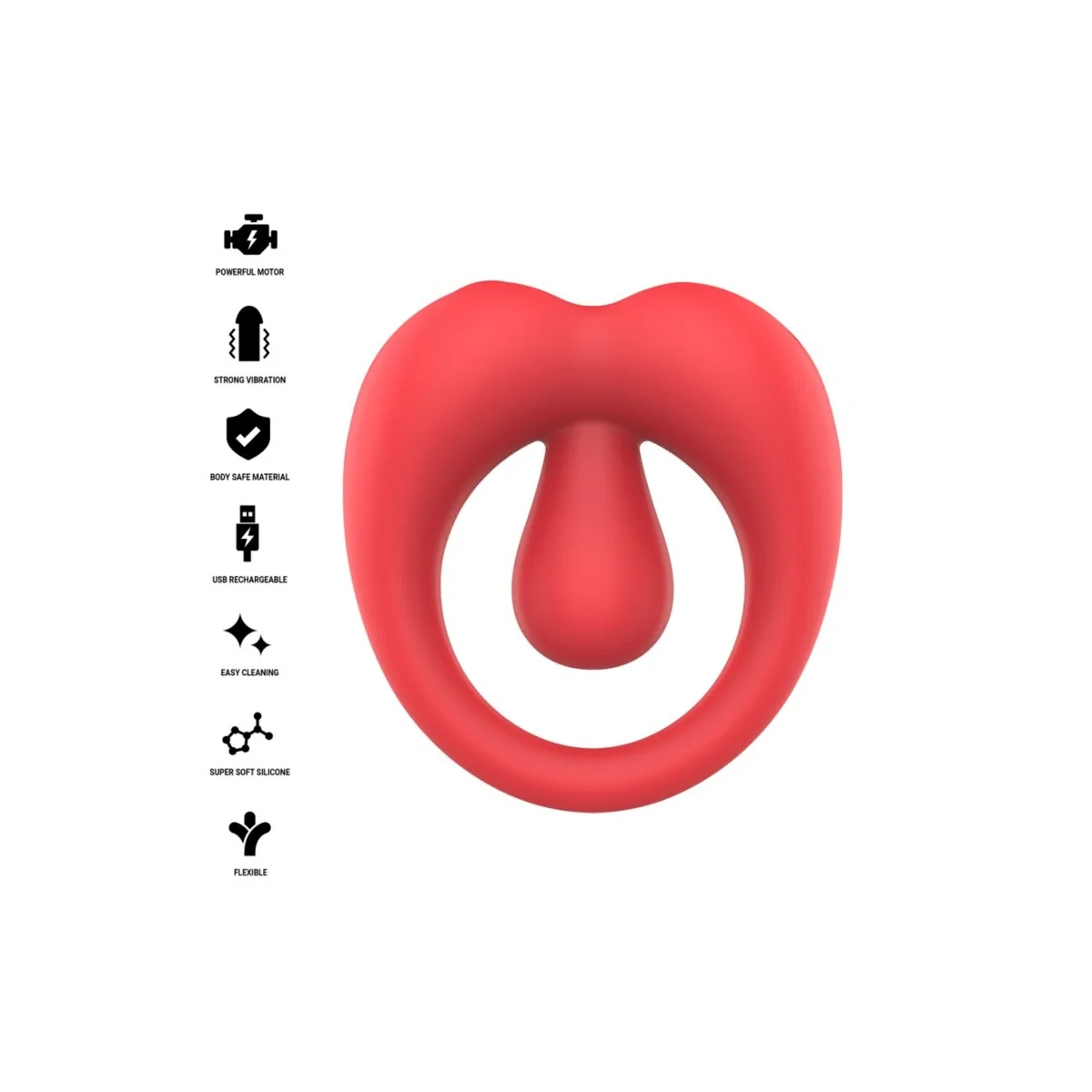 Russell Anillo Vibrador Con Estimulación De Clítoris Rojo von Intense For Him