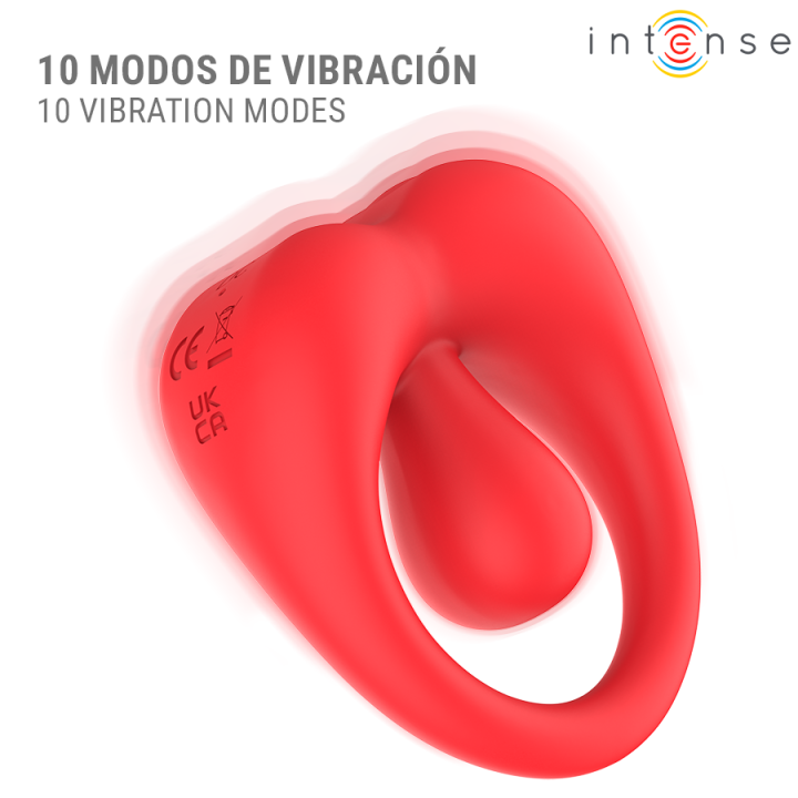 Russell Anillo Vibrador Con Estimulación De Clítoris Rojo von Intense For Him