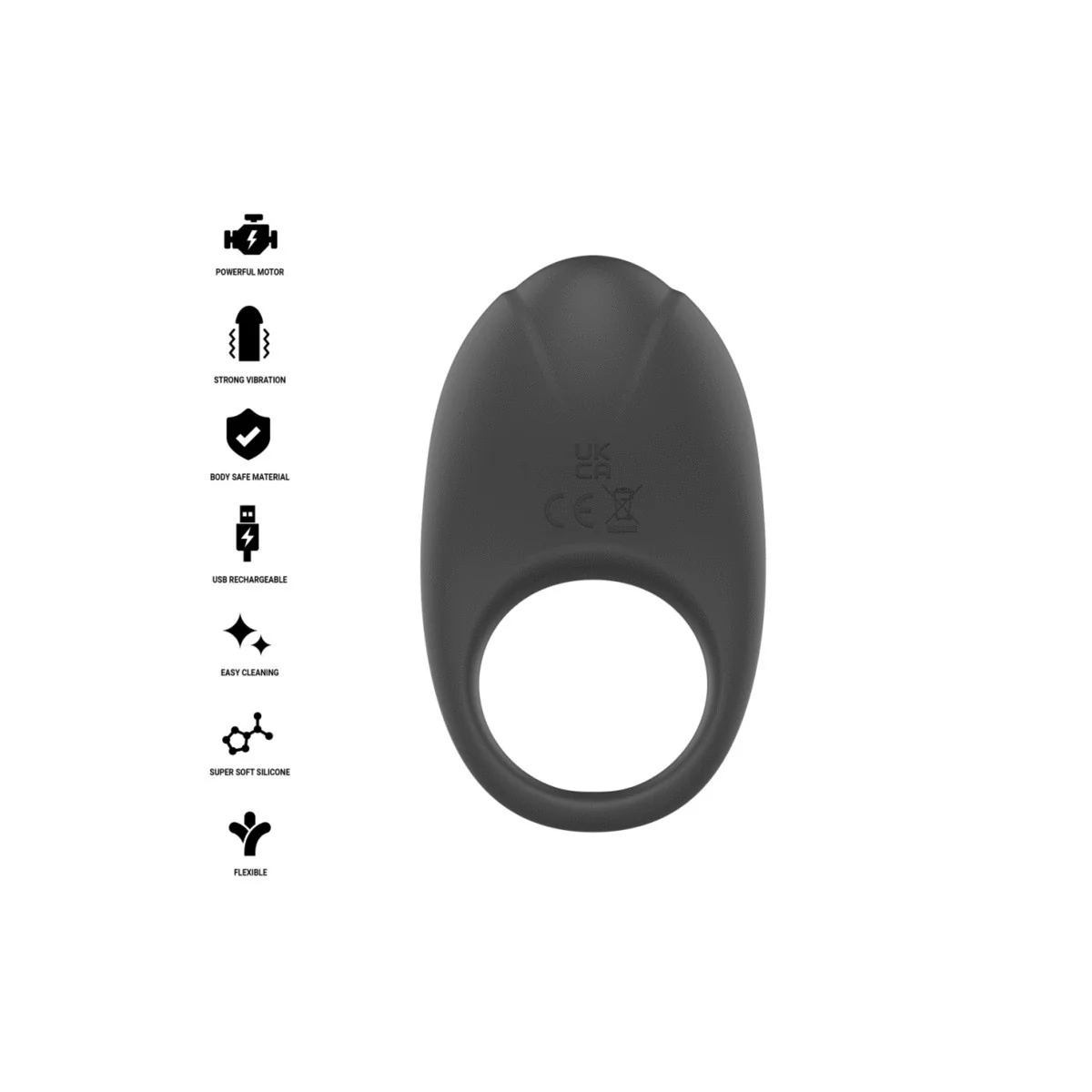 Merlotte Anillo Vibrador Con Estimulación De Clítoris Negro von Intense For Him