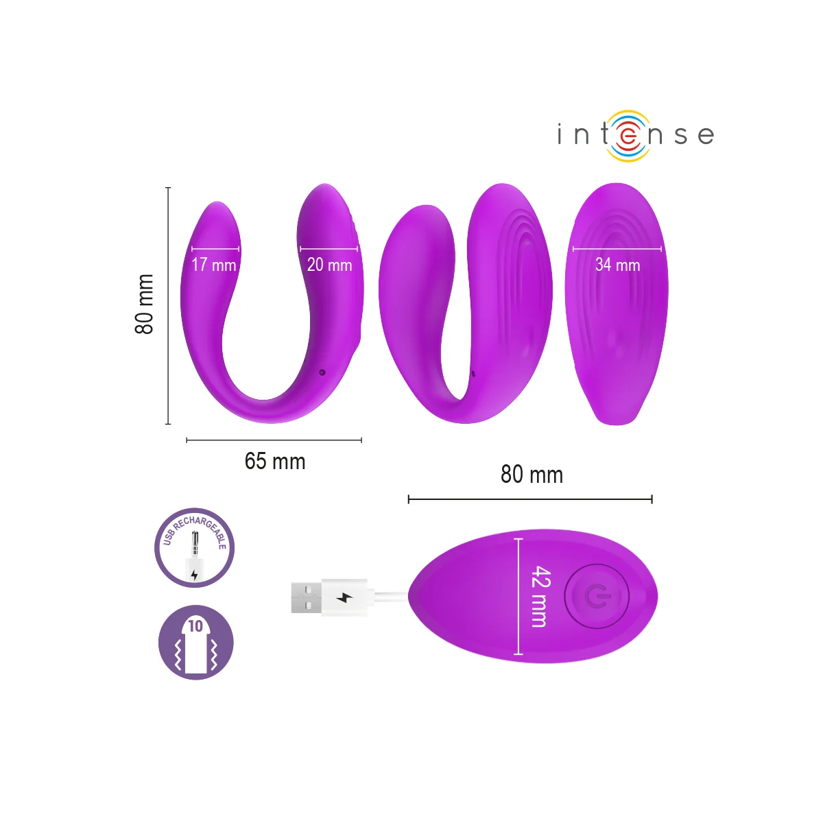 Nora Vibrationsklemmenstimulator Lila von Intense Remote Control