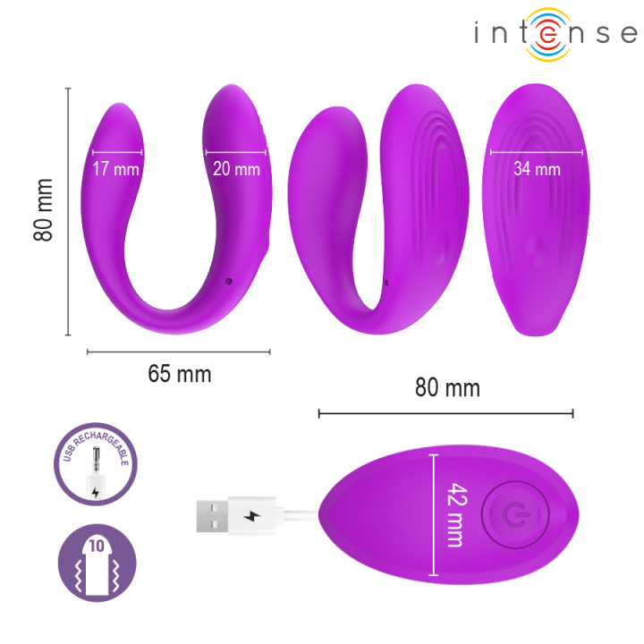 Nora Vibrationsklemmenstimulator Lila von Intense Remote Control