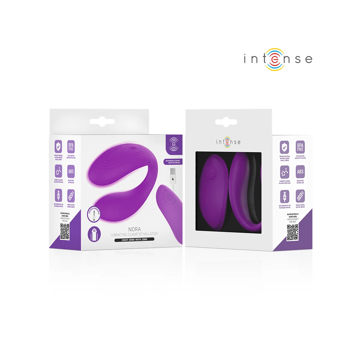 Nora Vibrationsklemmenstimulator Lila von Intense Remote Control