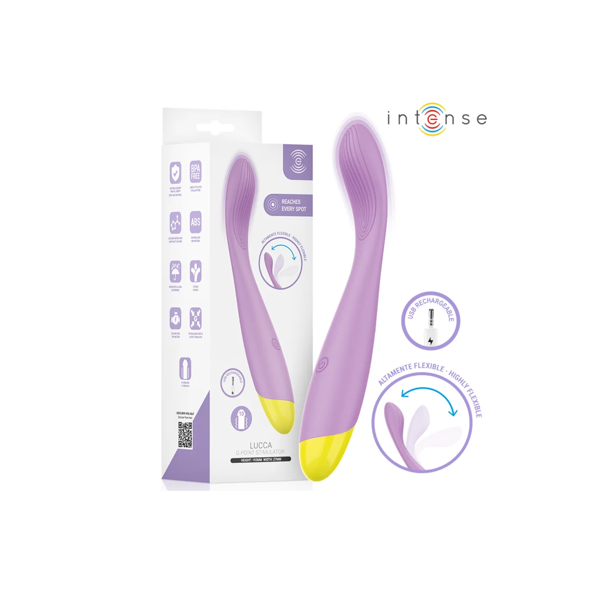 Lucca Flexibler, Usb-aufladbarer G-Punkt-Stimulator von Intense High Tech