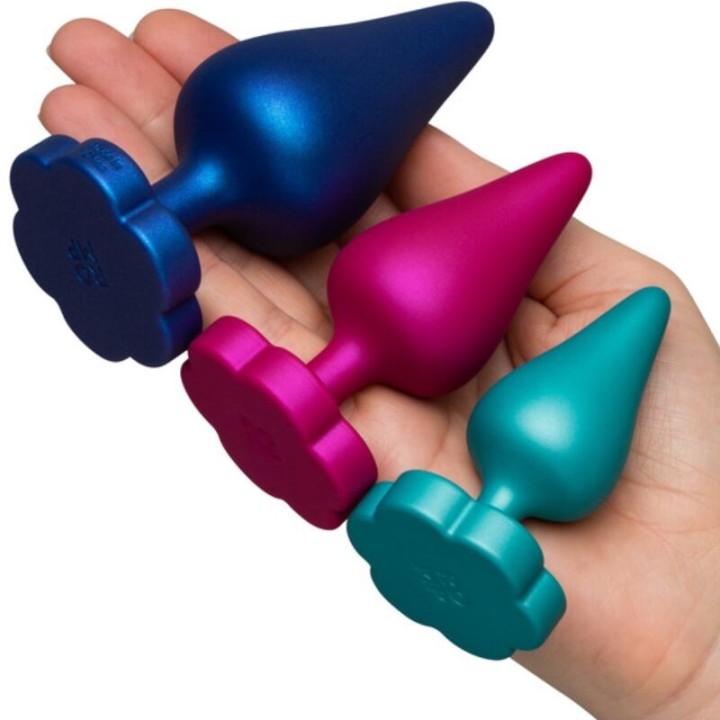 Luster Anal Trainingsset S/M/L mit Blumenförmiger Basis von Romp