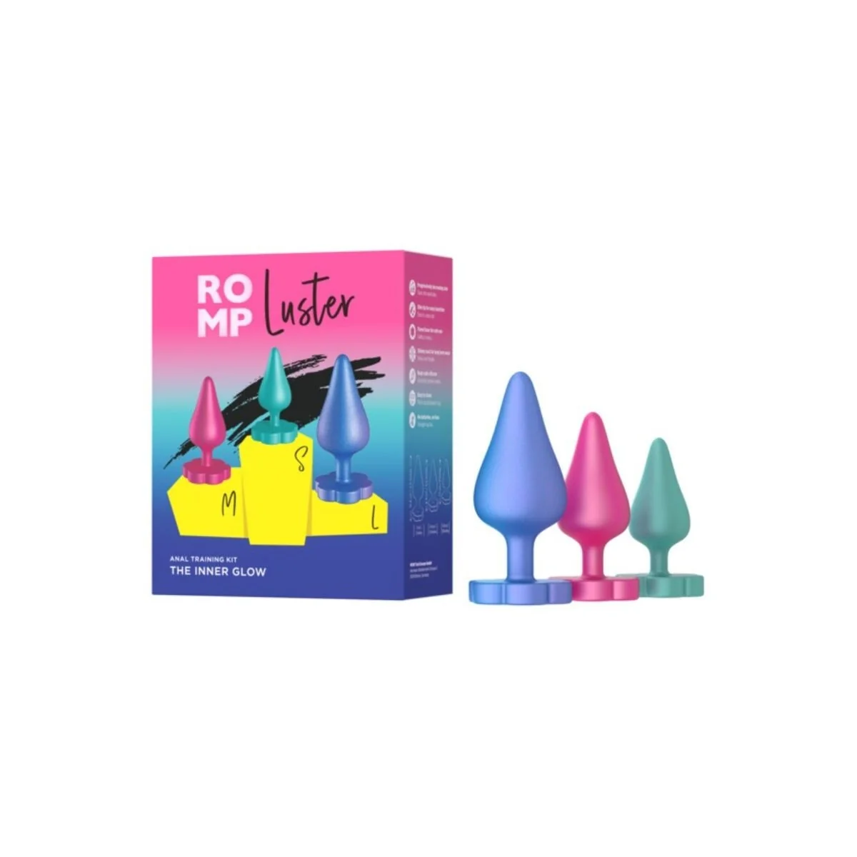 Luster Anal Trainingsset S/M/L mit Blumenförmiger Basis von Romp