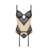 Denerys Korsett & Tanga Beige-Schwarz von Casmir | Fesselliebe.de