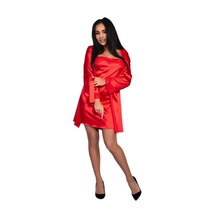 Jacqueline Set (DRESSING Gown + Chemise) Rot von Livco Corsetti Fashion | Fesselliebe.de