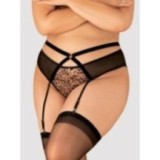 Allunes Offener Schritt Strumpfgürtel Schwarz-Leo Size Plus von Obsessive Size Plus | Fesselliebe.de
